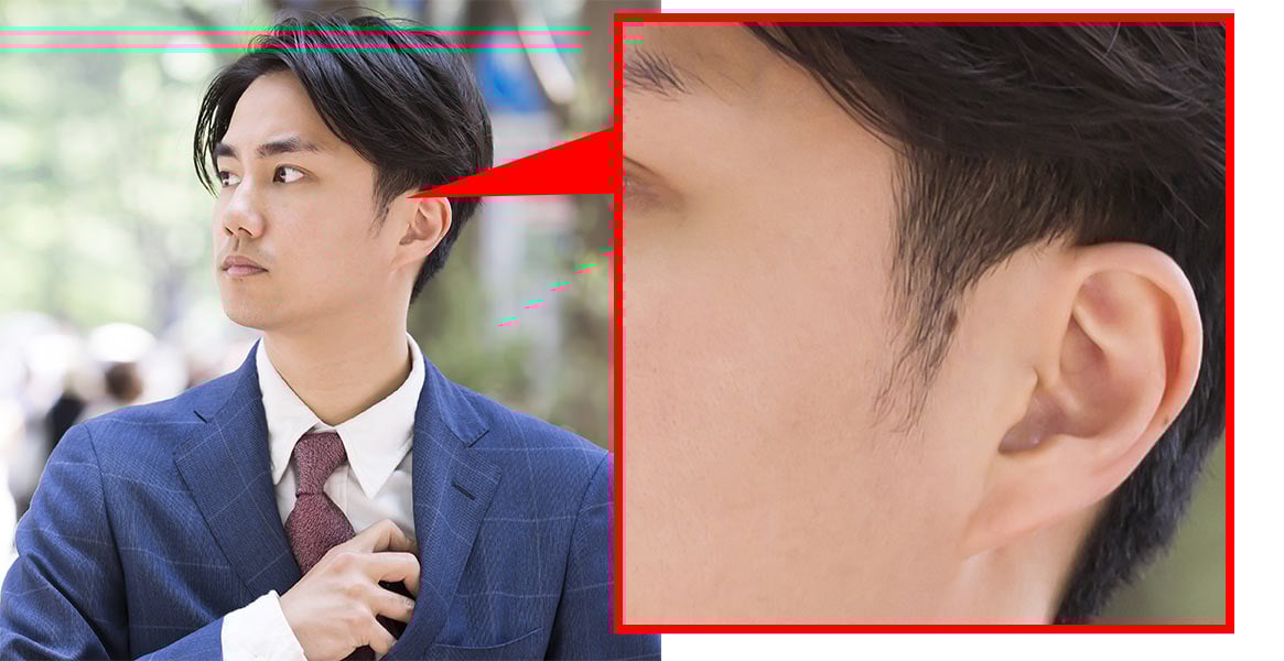 男性のちょうどいい長さのもみあげの写真