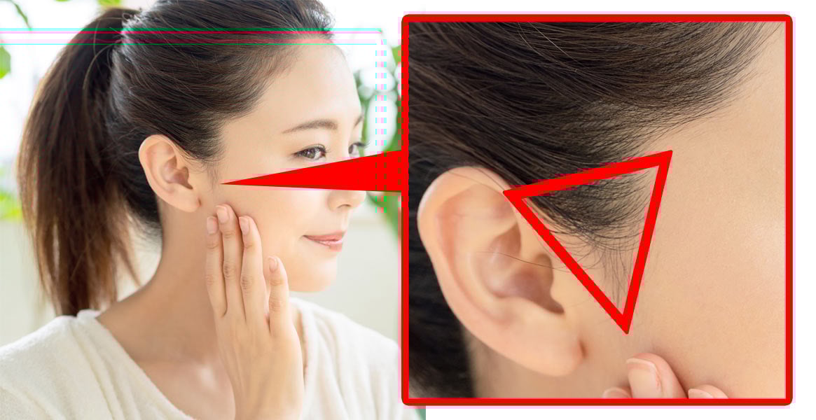 逆三角形のもみあげ写真